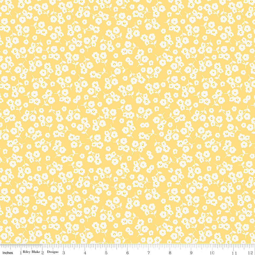 Picnic Florals Yellow Ditsy Yardage by My Mind's Eye for Riley Blake Designs