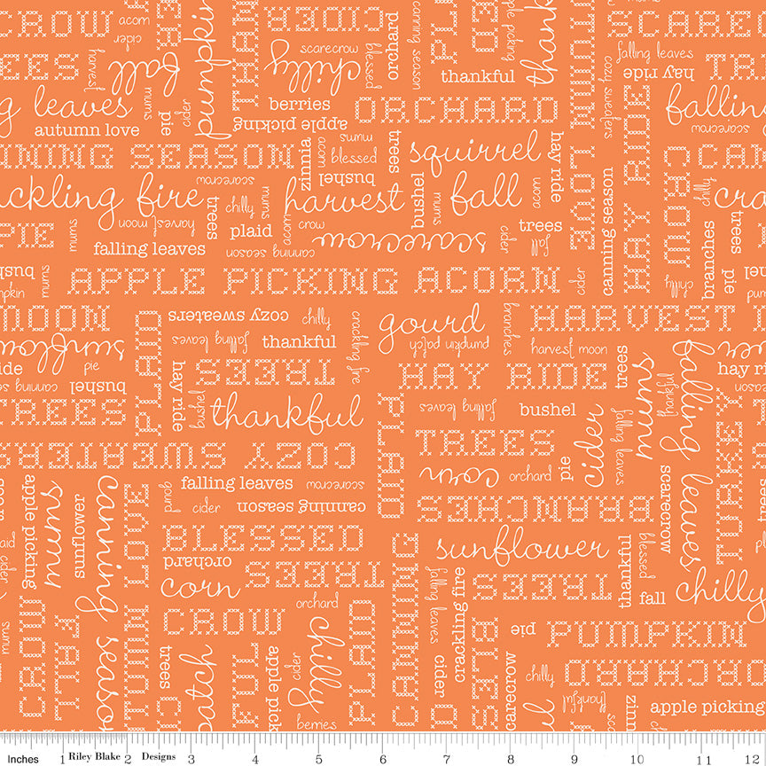 Autumn Pumpkin Words Yardage by Lori Holt for Riley Blake Designs
