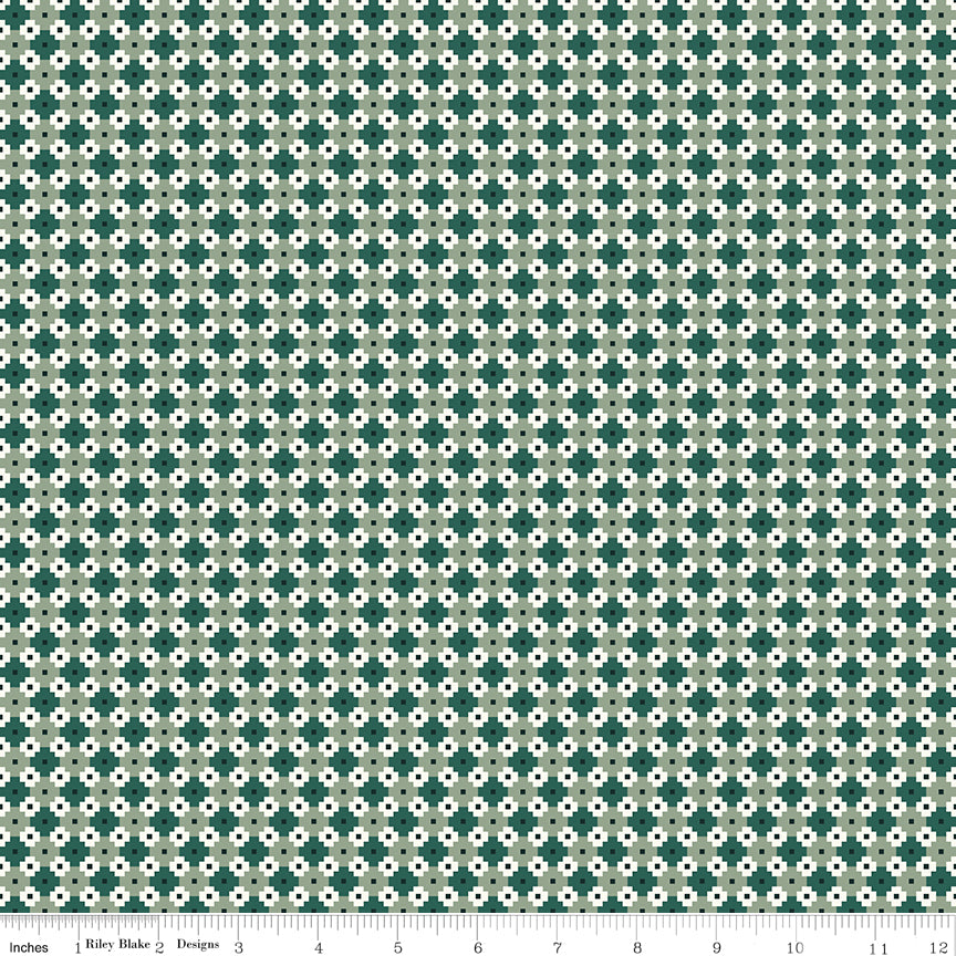 Christmas Is In Town Teal Geo Yardage by Sandy Gervais for Riley Blake Designs