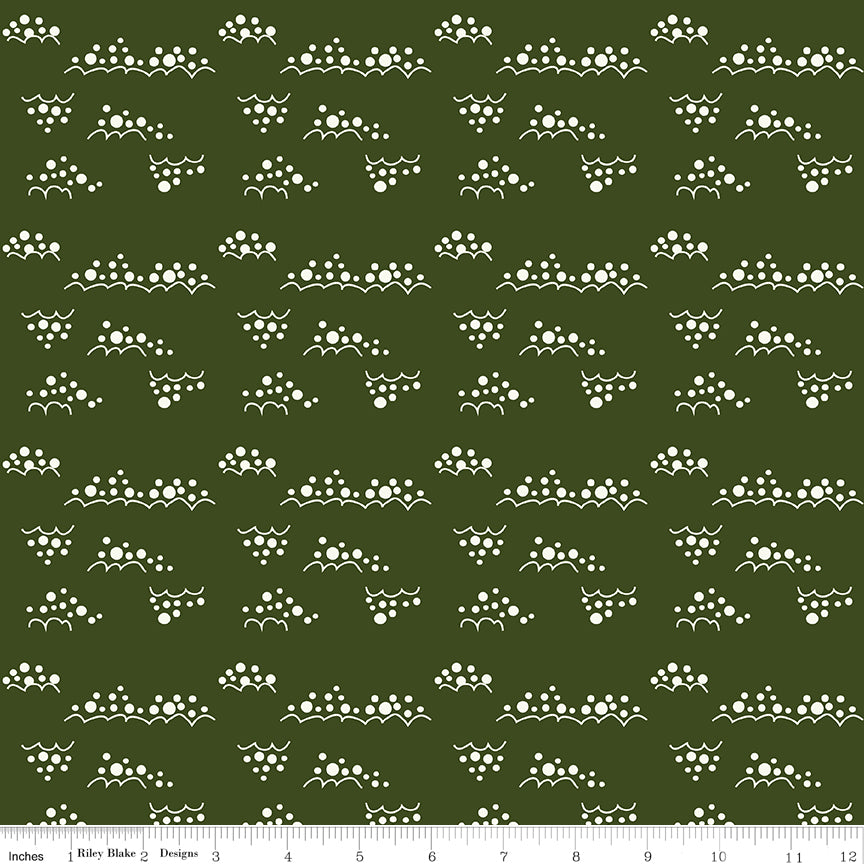 Christmas Is In Town Dark Green Snowballs Yardage by Sandy Gervais for Riley Blake Designs