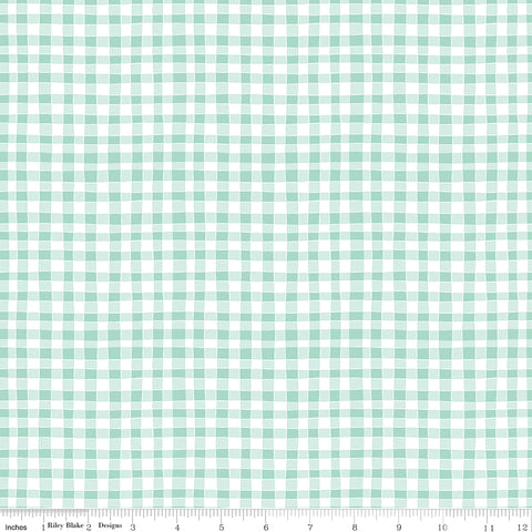 Clover Farm Mint Gingham Yardage by Gracey Larson for Riley Blake Designs