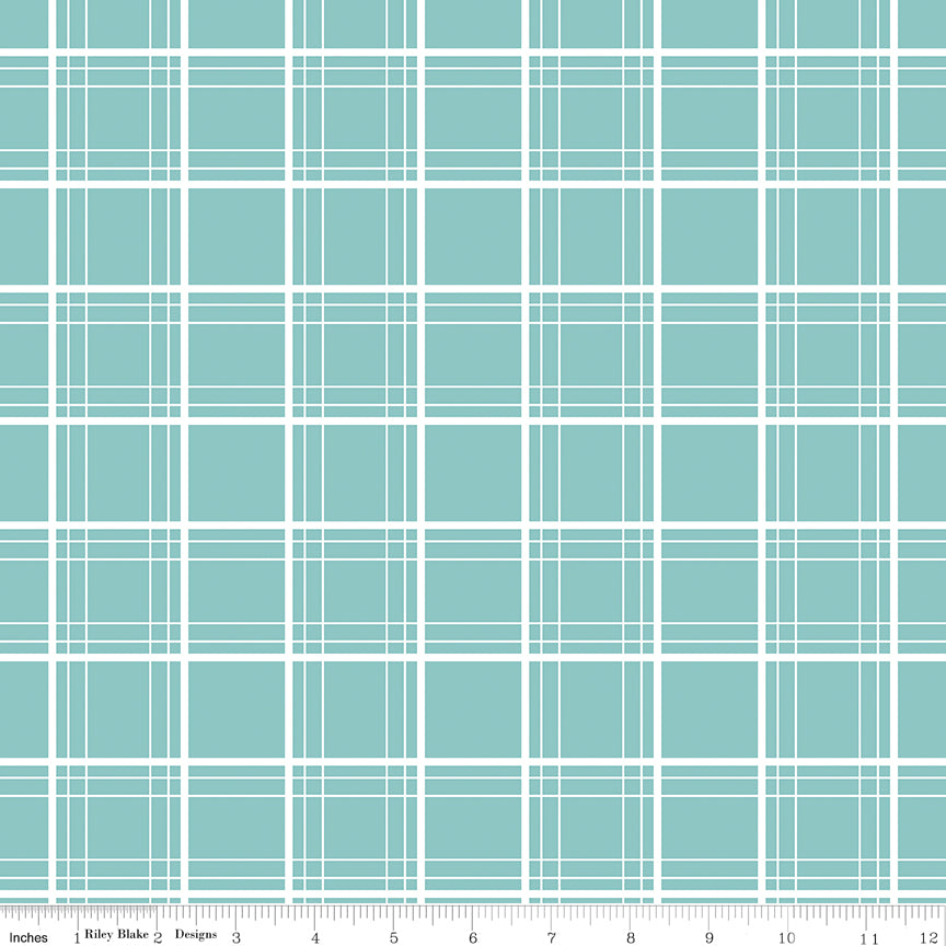 Ski Hill Aqua Ski Tracks Yardage by Corinne Wells for Riley Blake Designs