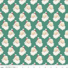 Merry Little Christmas Pine Santa Heads Yardage by My Mind's Eye for Riley Blake Designs