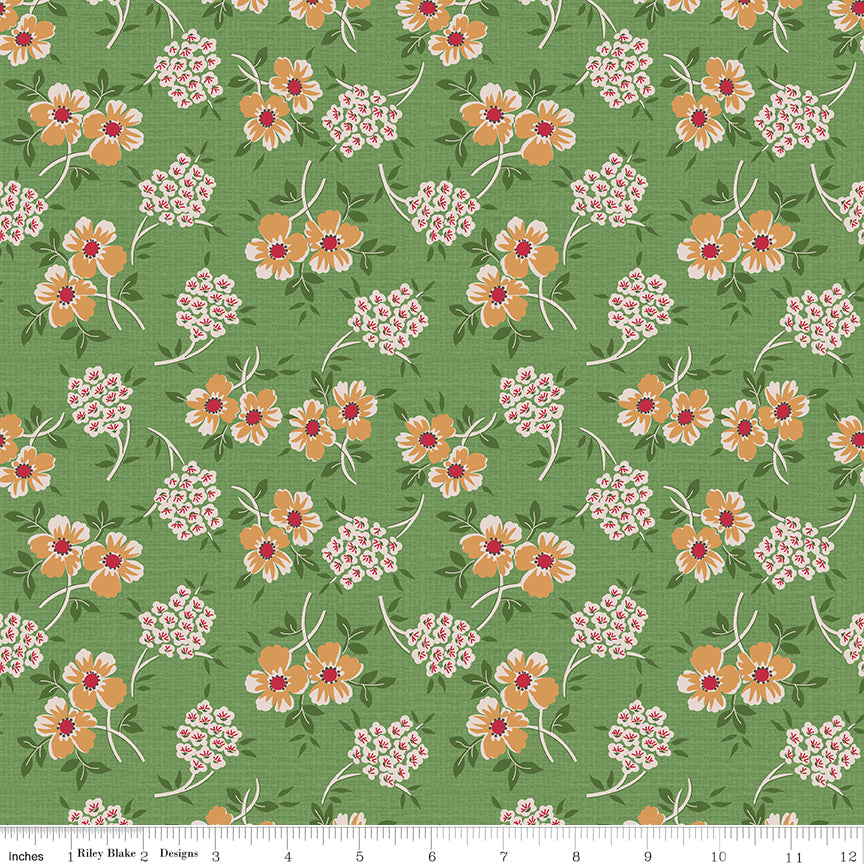 Home Town Holiday Basil Floral Yardage by Lori Holt for Riley Blake Designs