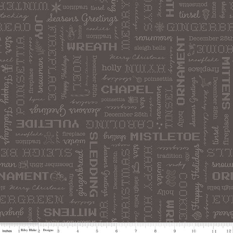 Home Town Holiday Dark Milk Can Words Yardage by Lori Holt for Riley Blake Designs