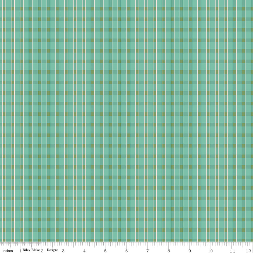 Home Town Holiday Sea Glass Plaid Yardage by Lori Holt for Riley Blake Designs