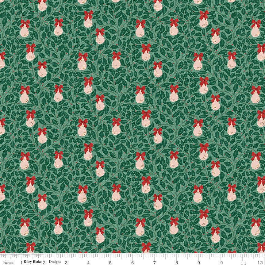 A Pear-fect Christmas Mint Pear Tree Yardage by Cayla Naylor for Riley Blake Designs