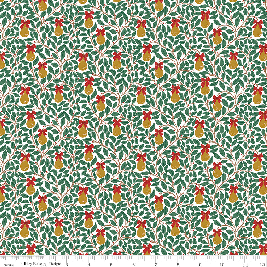 A Pear-fect Christmas White Pear Tree Yardage by Cayla Naylor for Riley Blake Designs