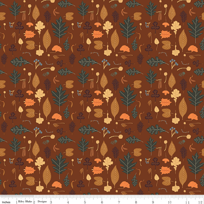 Pumpkin Spice Brown Leaves Yardage by Simple Simon & Co. for Riley Blake Designs