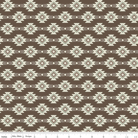 Let's Get Lost in the Woods Brown Geometric Yardage by Tara Reed for Riley Blake Designs