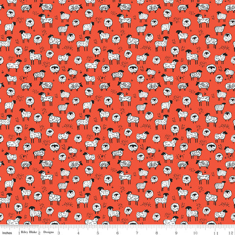 Farm Livin' Red Sheep Yardage by Diane Labombarbe for Riley Blake Designs
