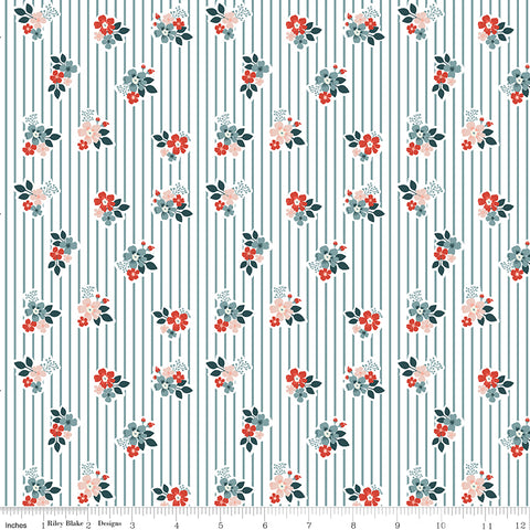 Vintage Charm Stone Floral Stripes Yardage by Dani Mogstad for Riley Blake Designs