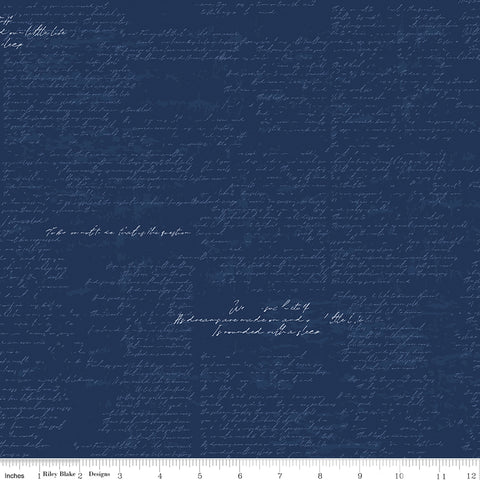 Between The Pages Navy Manuscript Yardage by Fran Gulick for Riley Blake Designs