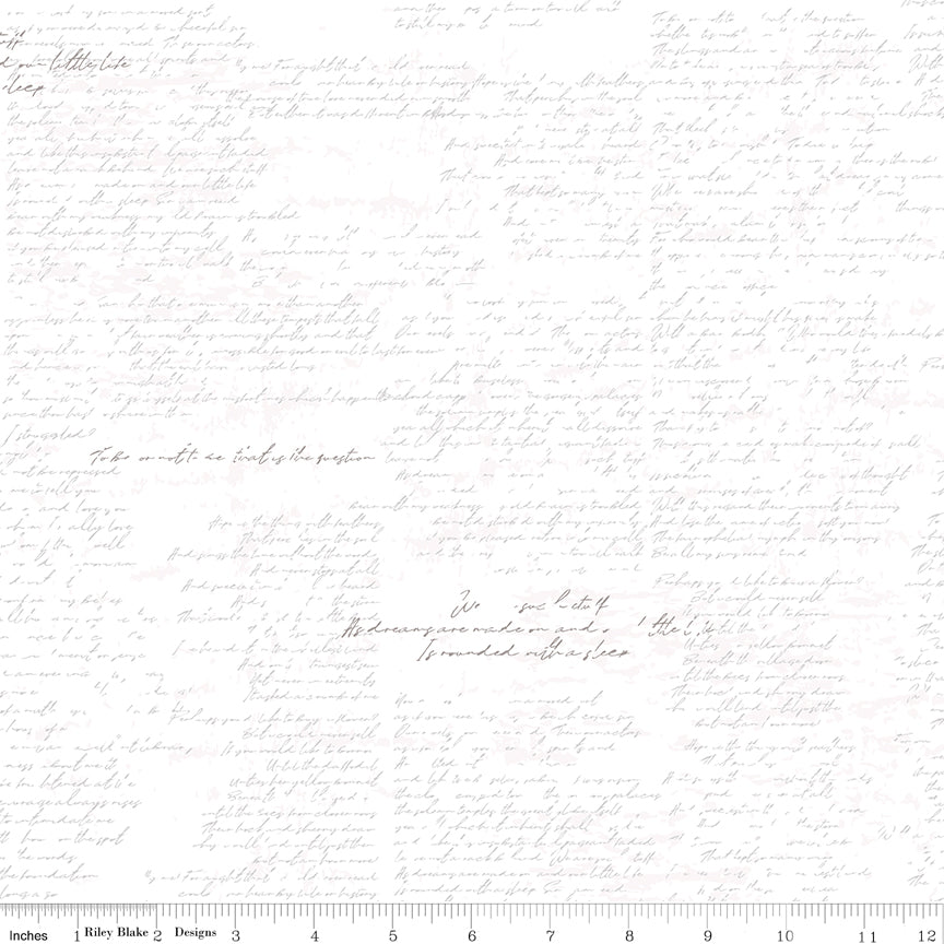 Between The Pages White Manuscript Yardage by Fran Gulick for Riley Blake Designs