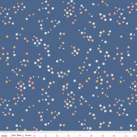 Between The Pages Denim Flowers Yardage by Fran Gulick for Riley Blake Designs