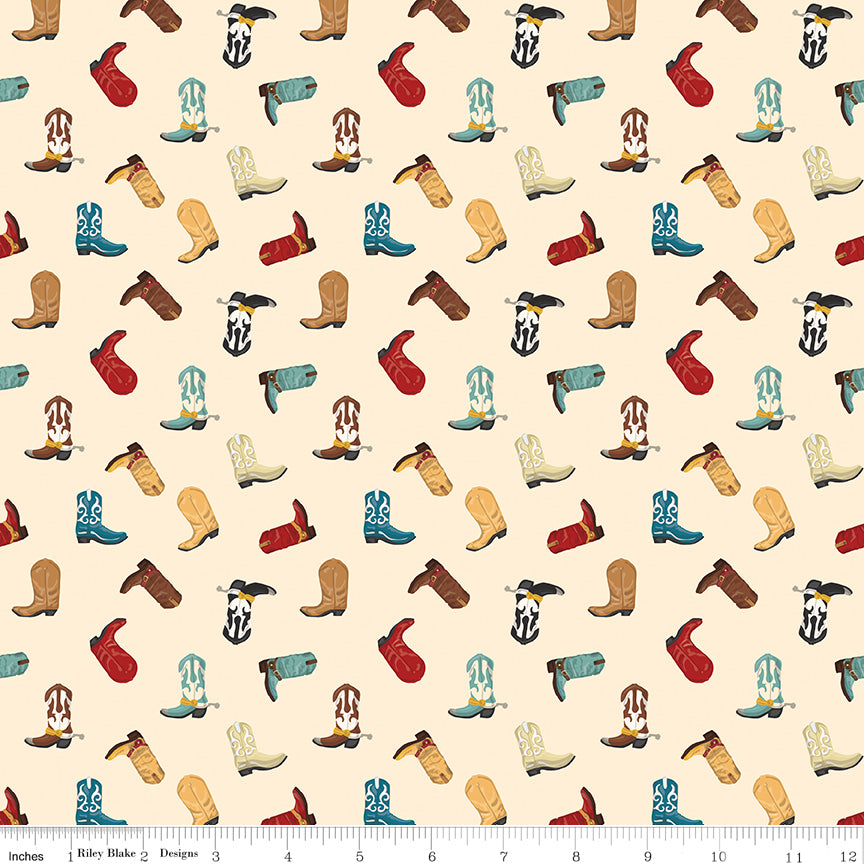 Cowboys Cream Boots Yardage by Echo Park Paper Co. for Riley Blake Designs