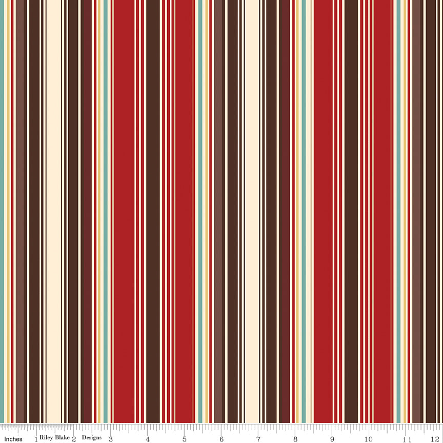 Cowboys Barn Red Stripe Yardage by Echo Park Paper Co. for Riley Blake Designs