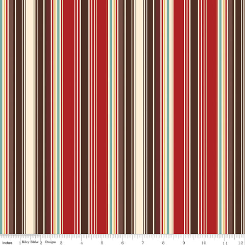 Cowboys Barn Red Stripe Yardage by Echo Park Paper Co. for Riley Blake Designs