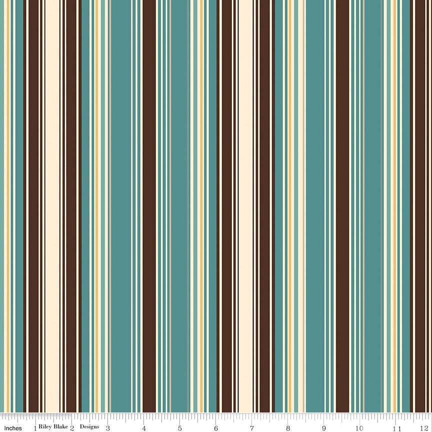 Cowboys Teal Stripe Yardage by Echo Park Paper Co. for Riley Blake Designs