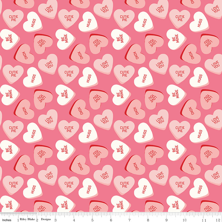 Sweetheart Hot Pink Main Yardage by My Mind's Eye for Riley Blake Designs