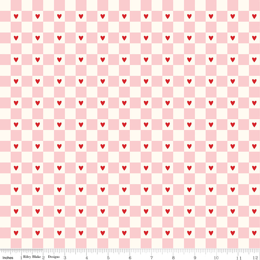 Sweetheart Cream Checks Yardage by My Mind's Eye for Riley Blake Designs