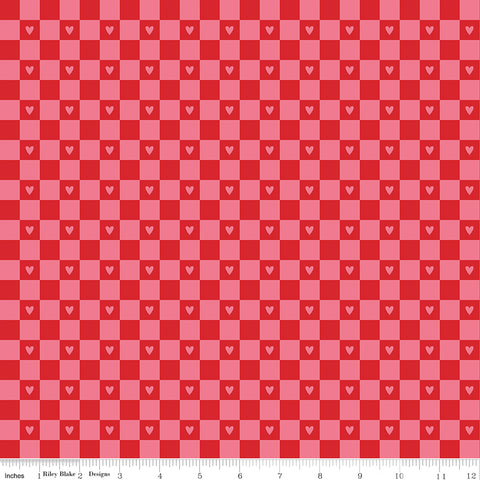 Sweetheart Hot Pink Checks Yardage by My Mind's Eye for Riley Blake Designs