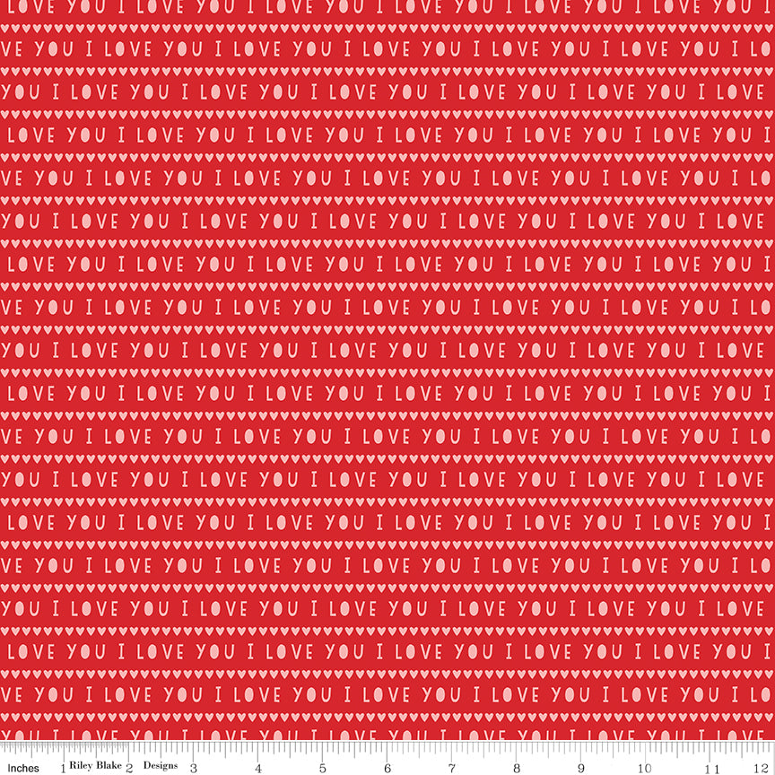 Sweetheart Red I Love You Yardage by My Mind's Eye for Riley Blake Designs