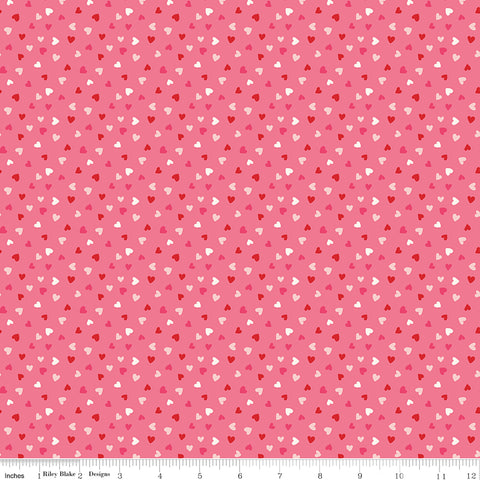 Sweetheart Hot Pink Heart Toss Yardage by My Mind's Eye for Riley Blake Designs
