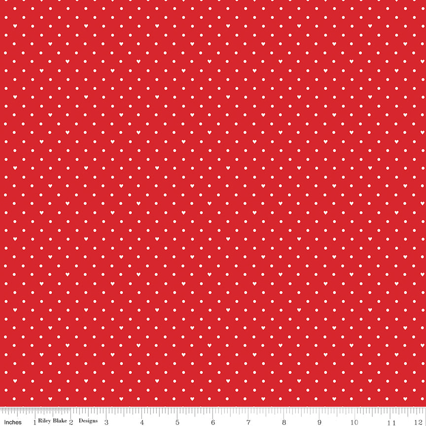 Sweetheart Red Dots Yardage by My Mind's Eye for Riley Blake Designs