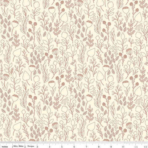 Blush 'N Butterscotch Cream Outlines Yardage by Simple Simon & Co. for Riley Blake Designs