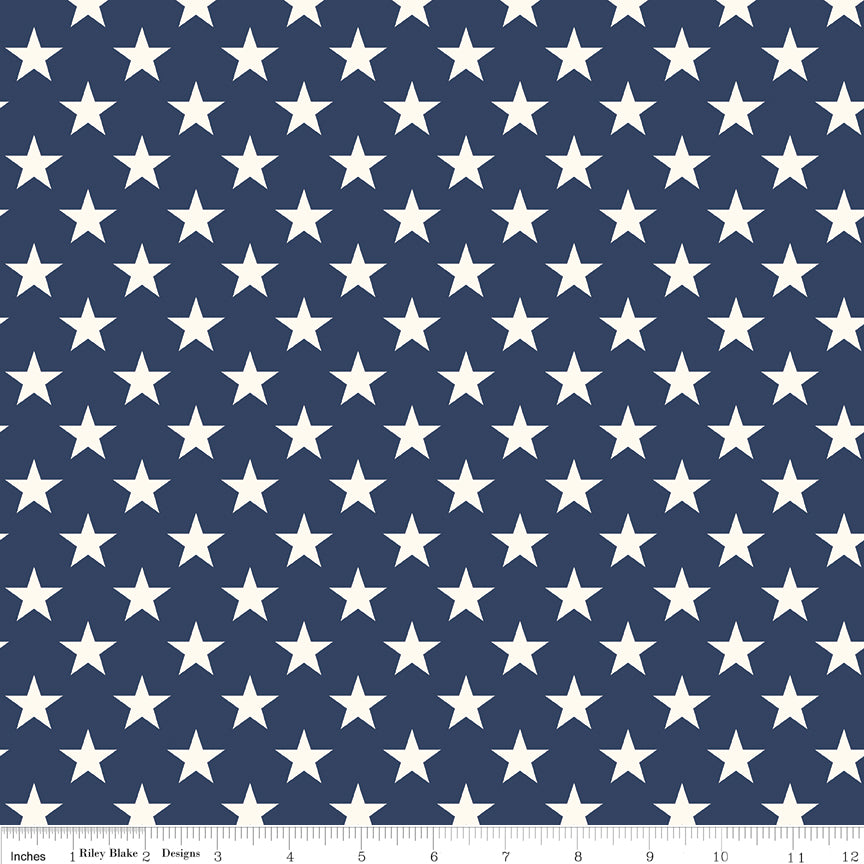Freedom Garden Blue Stars Yardage by My Mind's Eye for Riley Blake Designs