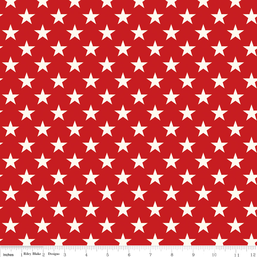 Freedom Garden Red Stars Yardage by My Mind's Eye for Riley Blake Designs