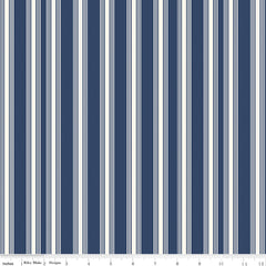 Freedom Garden Blue Stripes Yardage by My Mind's Eye for Riley Blake Designs
