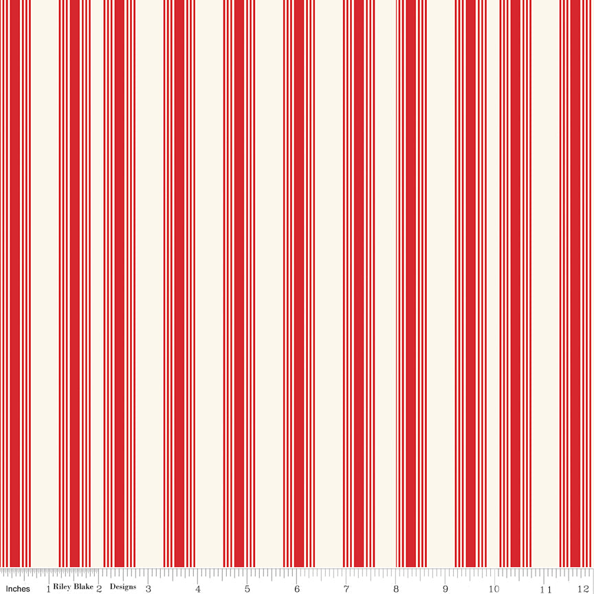 Freedom Garden Red Stripes Yardage by My Mind's Eye for Riley Blake Designs