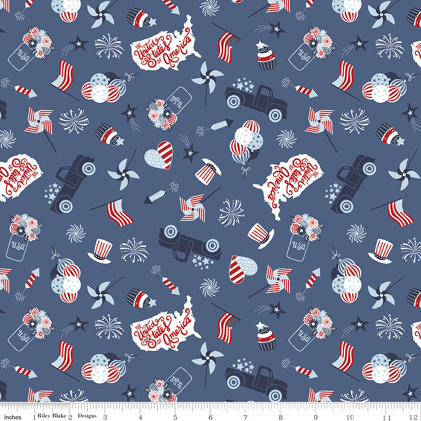 Stars and Stripes Forever Blue Main Yardage by Lori Whitlock for Riley Blake Designs