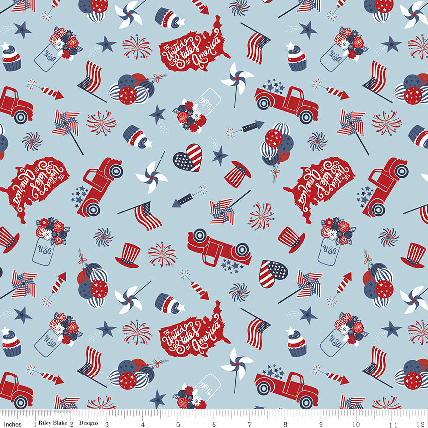 Stars and Stripes Forever Sky Main Yardage by Lori Whitlock for Riley Blake Designs