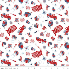 Stars and Stripes Forever White Main Yardage by Lori Whitlock for Riley Blake Designs