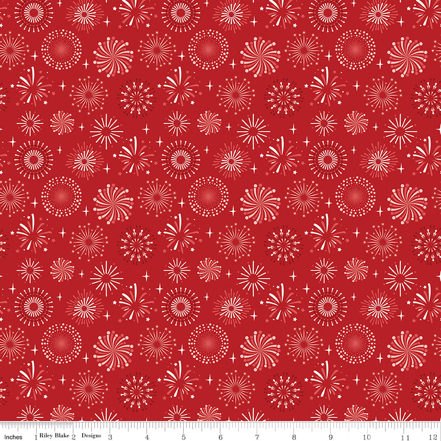 Stars and Stripes Forever Red Fireworks Yardage by Lori Whitlock for Riley Blake Designs