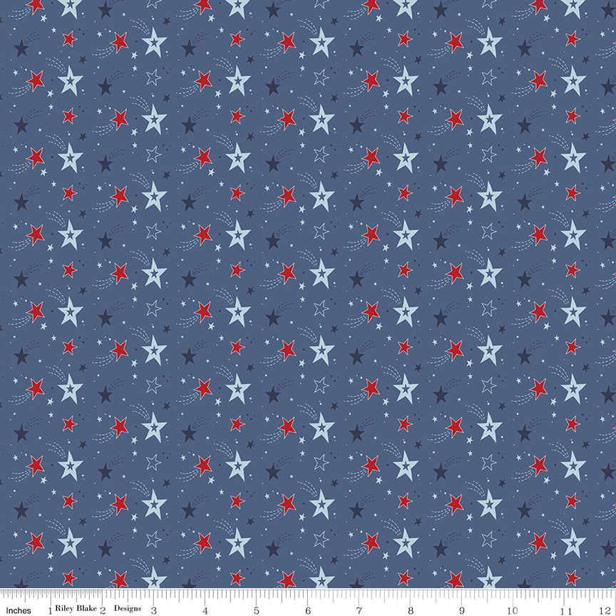 Stars and Stripes Forever Blue Shooting Stars Yardage by Lori Whitlock for Riley Blake Designs