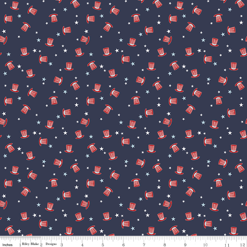 Stars and Stripes Forever Navy Hats Yardage by Lori Whitlock for Riley Blake Designs