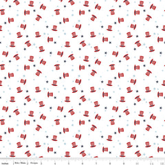 Stars and Stripes Forever White Hats Yardage by Lori Whitlock for Riley Blake Designs