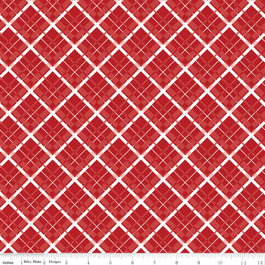 Stars and Stripes Forever Red Plaid Yardage by Lori Whitlock for Riley Blake Designs