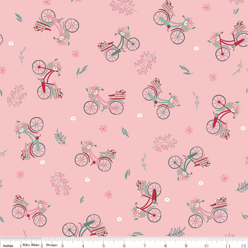 Berry Market Frosting Bicycles Yardage by Beverly McCullough for Riley Blake Designs