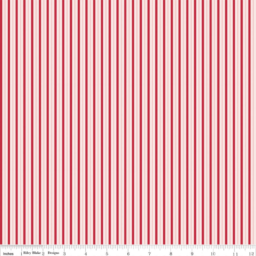 Berry Market Frosting Stripes Yardage by Beverly McCullough for Riley Blake Designs