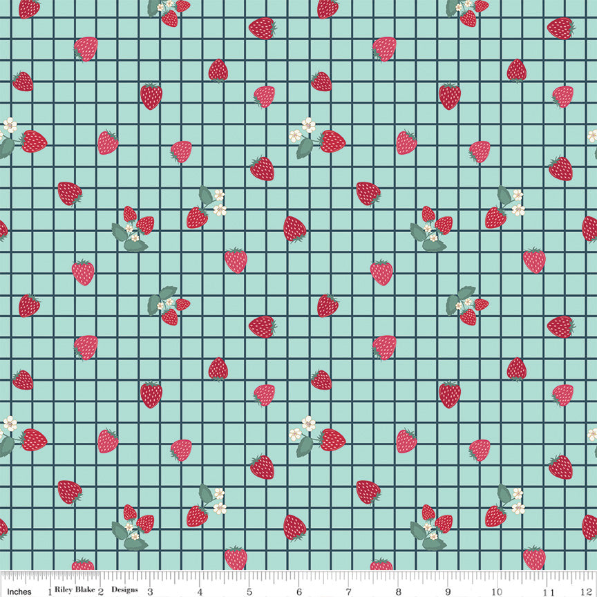 Berry Market Songbird Gingham Berries Yardage by Beverly McCullough for Riley Blake Designs