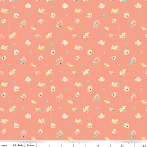 New Beginnings Apricot Sweet Peas Yardage by Sandy Gervais for Riley Blake Designs