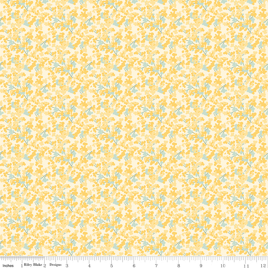 New Beginnings Yellow Blossoms Yardage by Sandy Gervais for Riley Blake Designs
