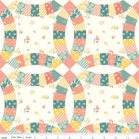 New Beginnings Cream Double Ring Cheater Print Yardage by Sandy Gervais for Riley Blake Designs