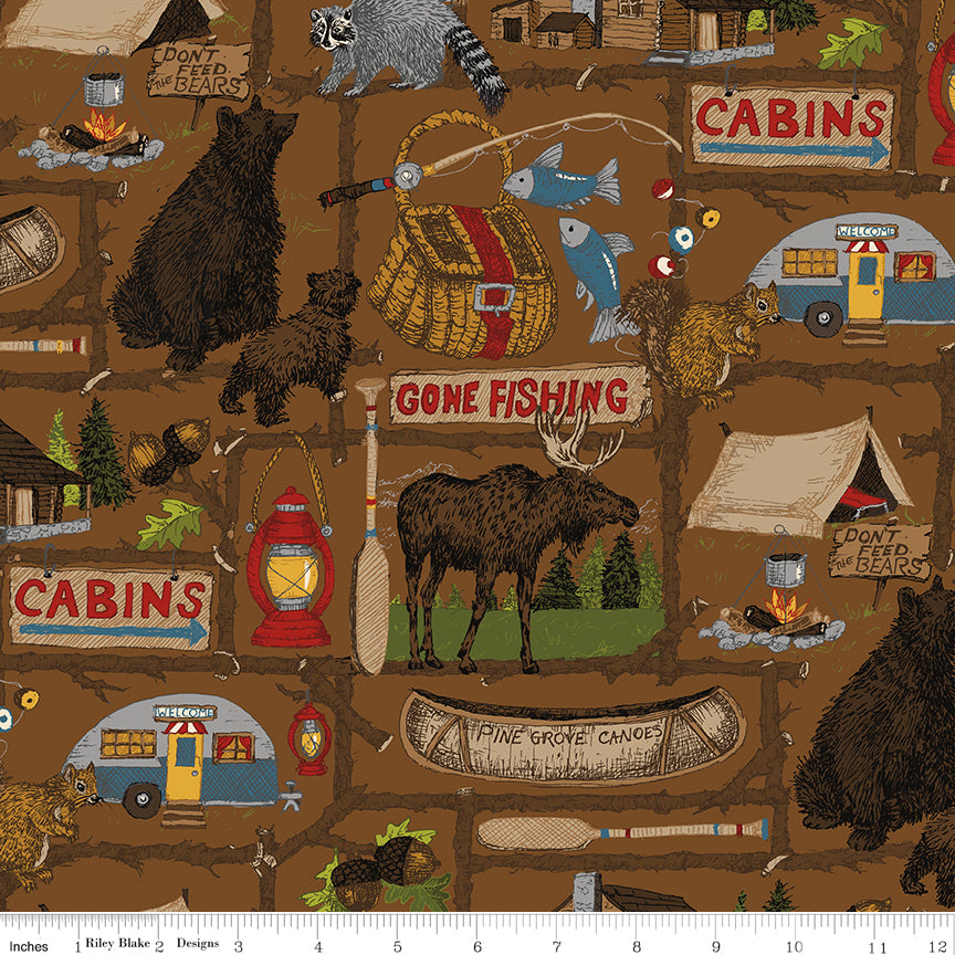 Pine Grove Brown Main Yardage by RBD Designers for Riley Blake Designs