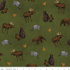 Pine Grove Green Animal Toss Yardage by RBD Designers for Riley Blake Designs